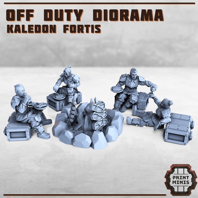 duty diorama - kaledon fortis troops military army squad sci-fi grimdark campfire 3d print model - Mito3D