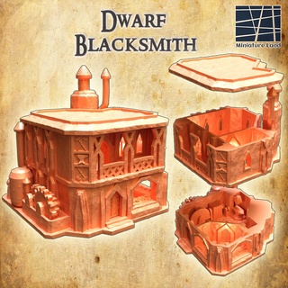 dwarf blacksmith 28 mm tabletop terrain house rpg dnd town medieval supportfree stone structure playable interior modular 28mm 25mm 15mm wargame 3d print model - Mito3D