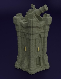 dwarf bombard tower 28 mm tabletop terrain rpg dnd house medieval supportfree old stone structure playable interior modular 28mm 25mm 15mm wargame 3d print model - Mito3D