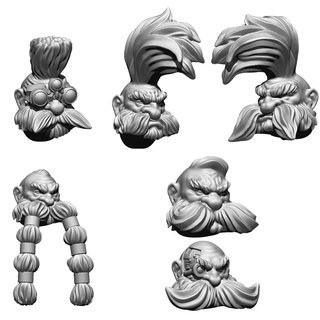 dwarf brethren head set Game space dwarves dwarg leagues of votann squat squats star 3d print model - Mito3D
