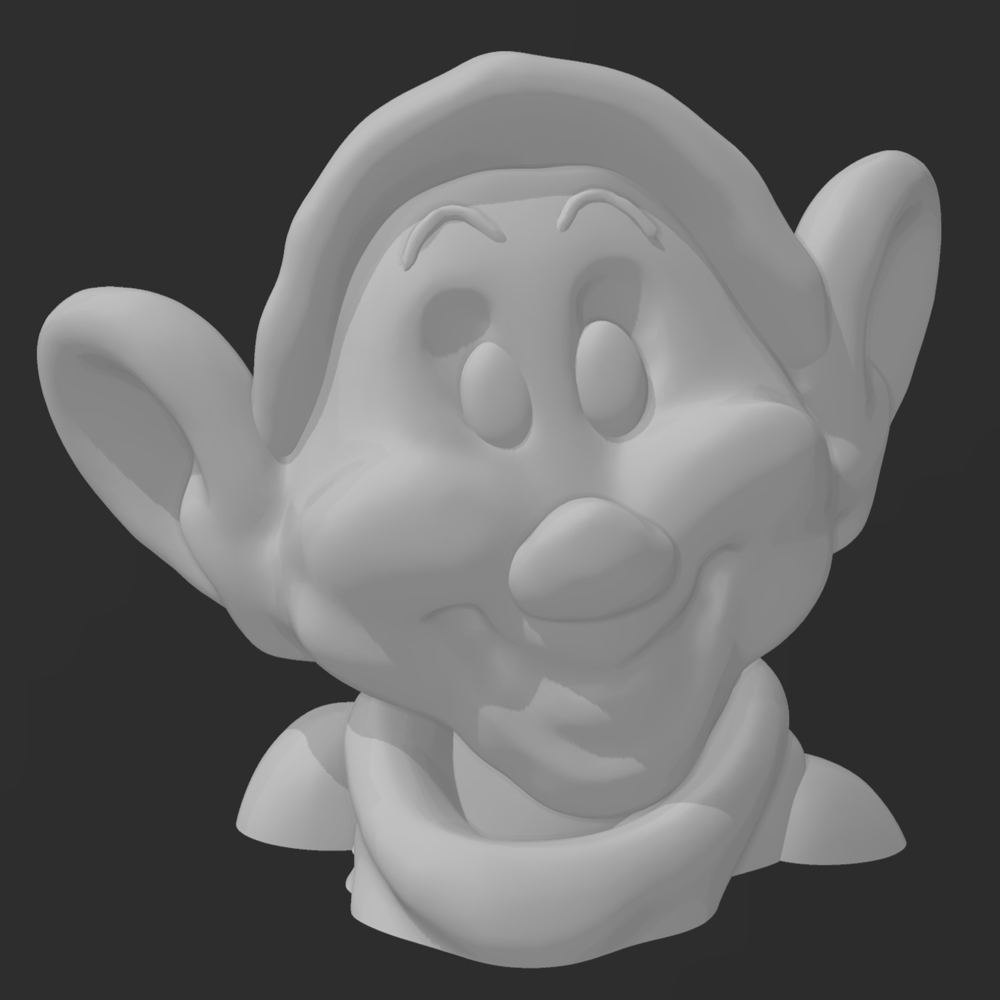 dwarf dopey head bust snow white seven dwarfs doc grumpy bashful sleepy happy sneezy 3D print model - Mito3D