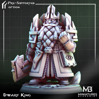 dwarf king game printable epic fantasy knight miniatures rpg warrior character prints tabletop d&d dnd pathfinder 32mm 3d print model - Mito3D