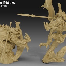 dwarf stone wyvern riders - pre-supported included 3d print model - Mito3D