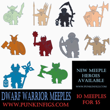 dwarf warrior meeple pack game hero priest necromancer halberd jarl dwarves meeples 3d print model - Mito3D