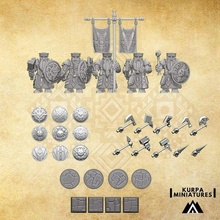 dwarf warriors kit shields game warhammer 28mm 9thage kingsofwar unit miniatrues tabletop wargaming 3d print model - Mito3D