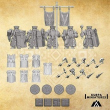 dwarf warriors kit tower shields game warhammer 28mm 9thage kingsofwar unit miniatrues tabletop wargaming 3d print model - Mito3D