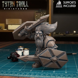 dwarven guard 10 pre-supported dwarf miniatures 32mm scale ironfist male dnd minis tytantroll dungeonsanddragons bard knight creature 3d print model - Mito3D