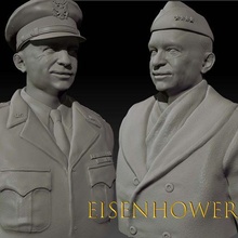 Dwight Eisenhower 2 büstler d day kışlık Sanat ww2 Devlet Başkanı genel amiral savaş dünya Amerika Birleşik Devletleri Ordu atom askeri bomba Tarih siyaset 3d print model - Mito3D
