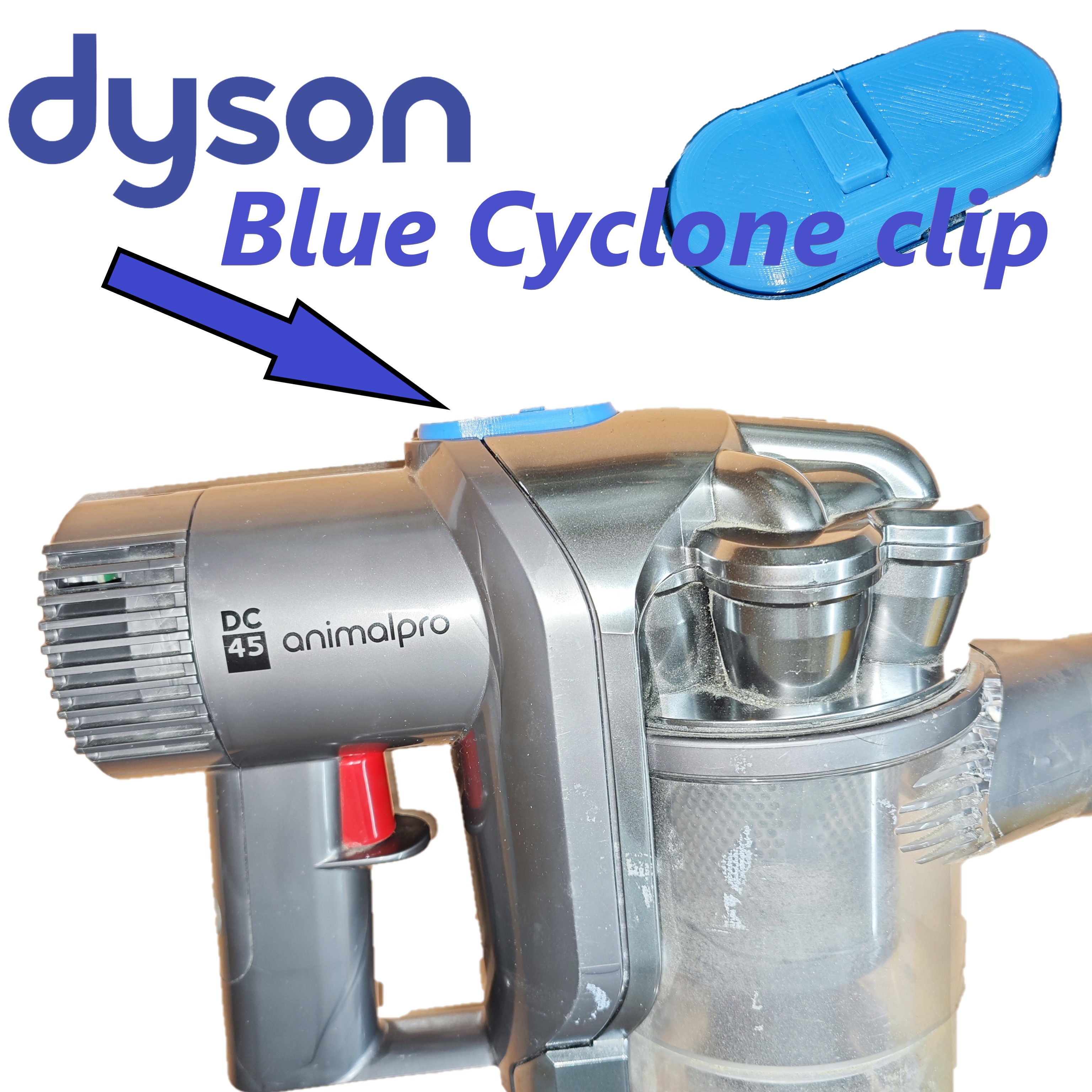 Dyson Zyklon Clip Blau Dyson Blau Clip Dyson Clip Dyson dc30 Dyson dc31 Dyson dc34 Dyson dc35 Dyson dc44 Dyson dc45 Dyson dc56 Dyson dc57 3D print model - Mito3D