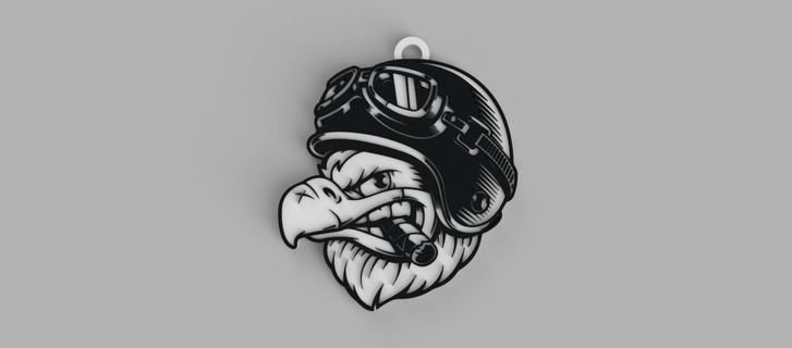 eagle cigar helmet head key ring - pendant - pendant - earring  3d print model - Mito3D