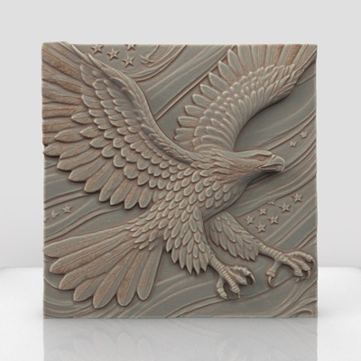 aigle drapeau décor art stl 3d modèle faucon bas relief chance buste mur dekor ventilateur sculptures bustes cnc routeur animal mignonne impression soulagement 3d print model - Mito3D