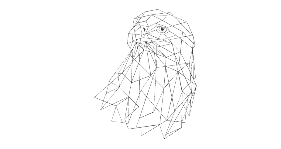 Adler geometrisch Kunst Dekoration Dekor 2d Innere Design Nerd Schlüsselbund Emblem Anhänger Logo Zubehörteil Vogel minimalistisch 3D print model - Mito3D