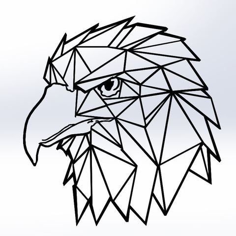 eagle head art animal decoration dog 2d framework 3D print model - Mito3D
