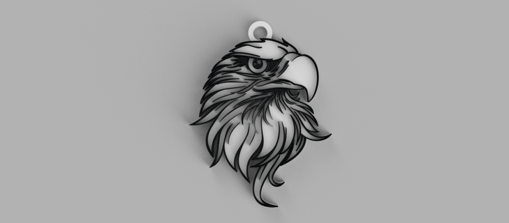 eagle head key ring - pendant earring 3d print model - Mito3D