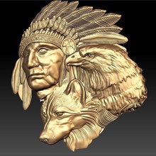 eagle indian wolf native american johnny halliday tribute tatoo art 3d print model - Mito3D