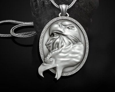 Adler Anhänger Schmuck Gold Silber Prototyp stl Halskette Rüpel uralt Löwe Greif Falke Vogel Drachen Halsketten 3d print model - Mito3D