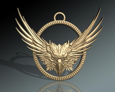 eagle pendant jewelry silver gold prototype stl necklace louts ancient griffin pendants hawk bird dragon necklaces cnc 3d print model - Mito3D