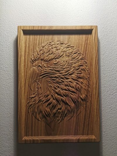 águila imagen stl arte animal pared madera 3d print model - Mito3D