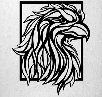 eagle profile picture wall art 2d decoration raptor ave fenix phoenix legendary mythical ashes fire flames winged falcon 3d print model - Mito3D