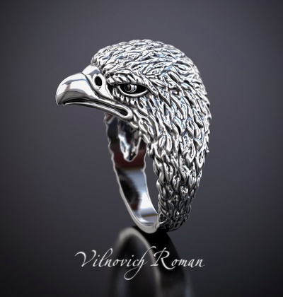aigle bague bijoux monnaie pendentif 3d imprimable charme bijoutier modèle or argent animaux animal culte 3d print model - Mito3D