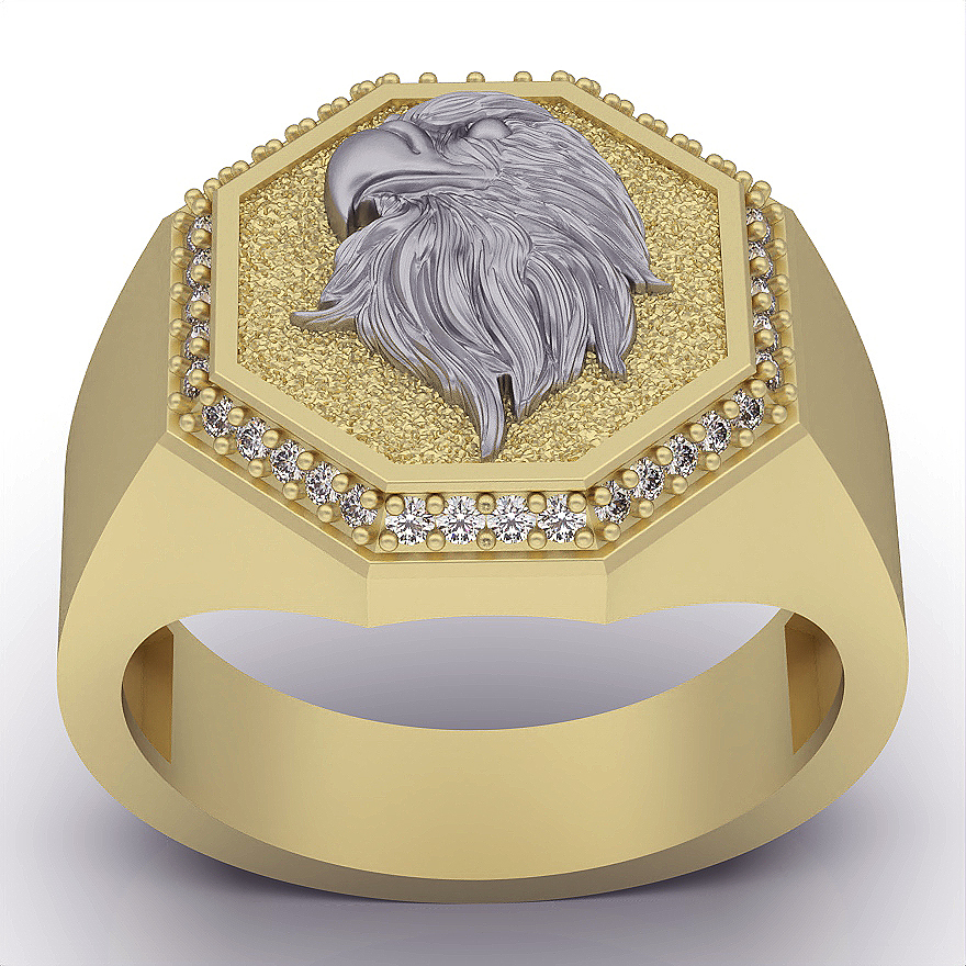 eagle ring silver gold jewelry printable 3d model trend fashion design zbrush tiger 3D print model - Mito3D