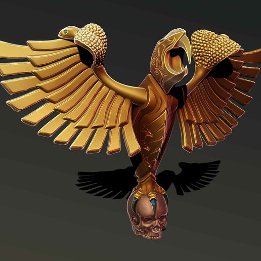 Adler-statue Kunst 3dprint 3dmodel drucken 3d creality fdm ender ender3 zbrush highpoly skulpture design statue sockel die Büste eagle Schlange derert Grab Schädel Knochen Flügel 3D print model - Mito3D