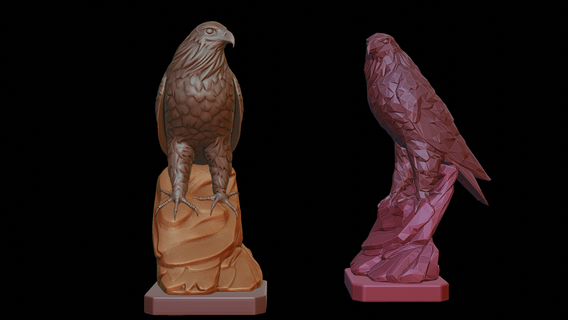 eagle statue 3d print model bird aguia sculpture nature falcon hawk feather polygonal tapletop lowpoly miniature 3d print model - Mito3D