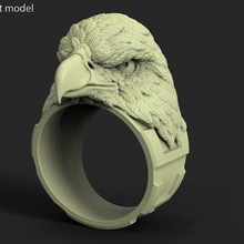 eagle vol1 ring jewelry biker stylized mustache beard ornament silver fashion bird 3d print model - Mito3D