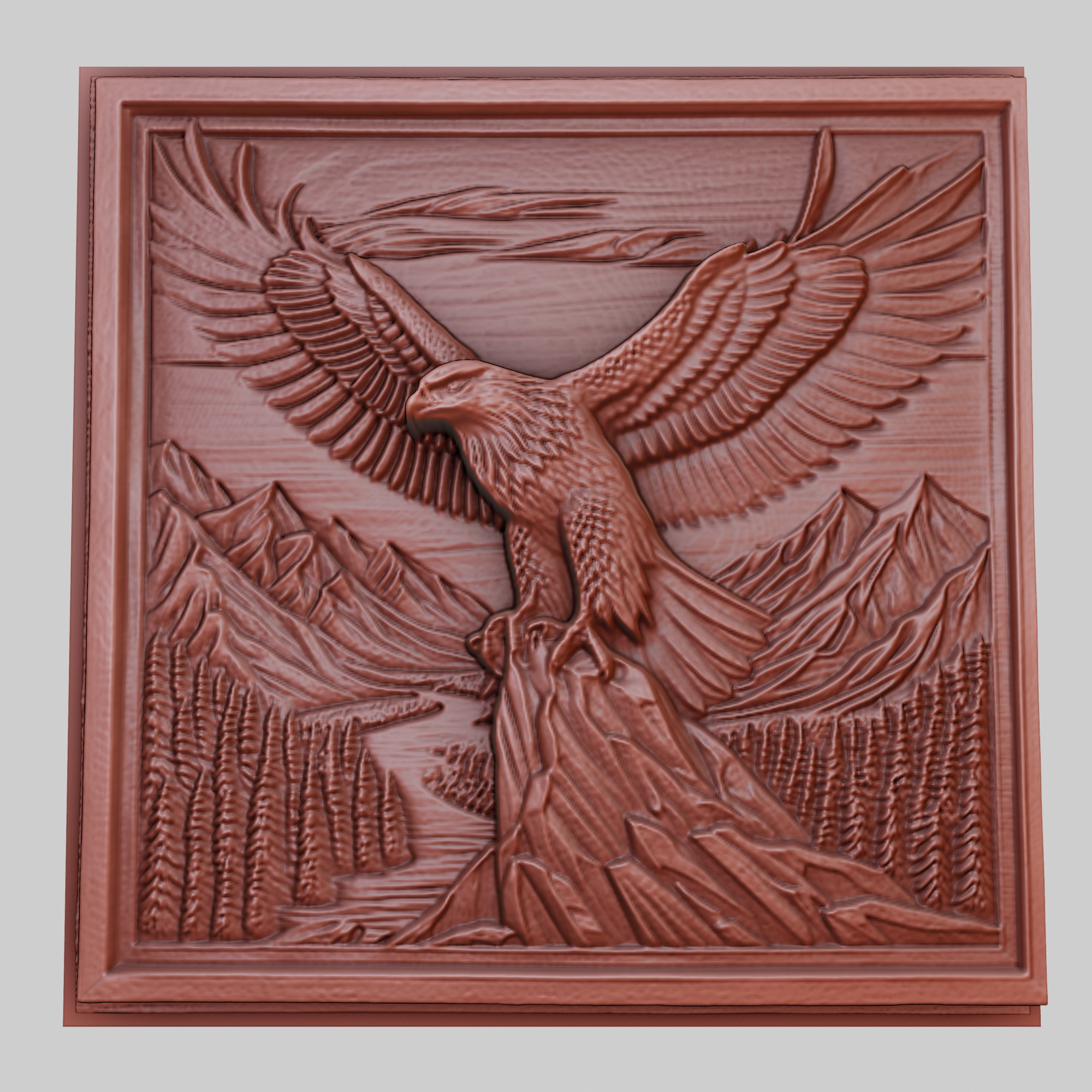 eagle watches prey above 3d printer model animal obj stl art 3dmodel sculpture wildlife mammal bird reptile predator herbivore seacreature nature printable art relief yeggi mito3d 3D print model - Mito3D