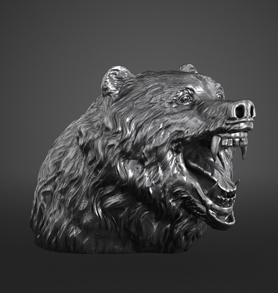 ear head screaming art bear animal wild poly 3d print model - Mito3D