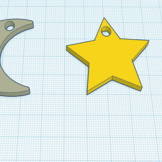 orecchino Moon Star moda stra Luna sailormoon pendalt 3D print model - Mito3D