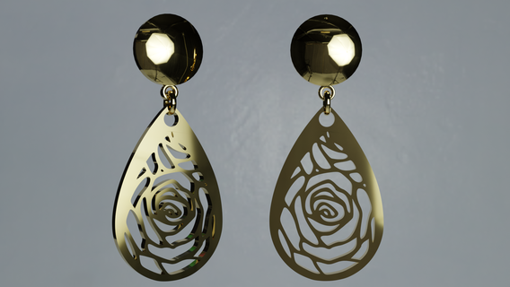 earring - rose jewel 3d print model - Mito3D