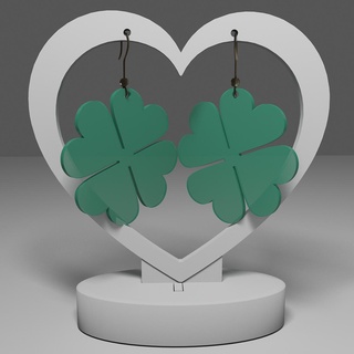 earring 199 - lucky clover flower luck saint patrick's day keychain pendant necklace gift jewelry elegant christmas 3d print model - Mito3D