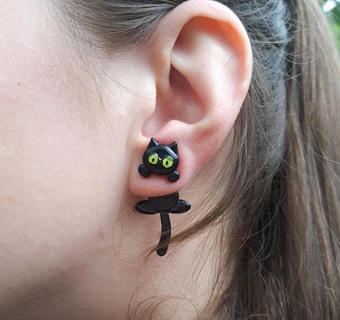 earring cat animal jewelry 3d print model - Mito3D