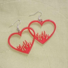 earring heart fired jewelry 3d print model - Mito3D