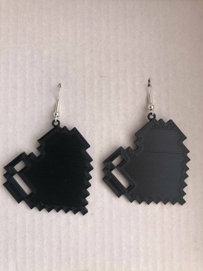 earring love pixel retro earrings pendant alien face jewelry 3d print model - Mito3D
