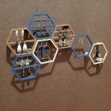 earring modular rack jewelry ring ear holder beauty hexagon beehive gift mount 3d print model - Mito3D