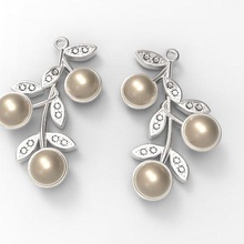 brinco pérolas 3d jóia brincos Centro ouro prata diamante Swarovsky mulher joalheria 3d print model - Mito3D