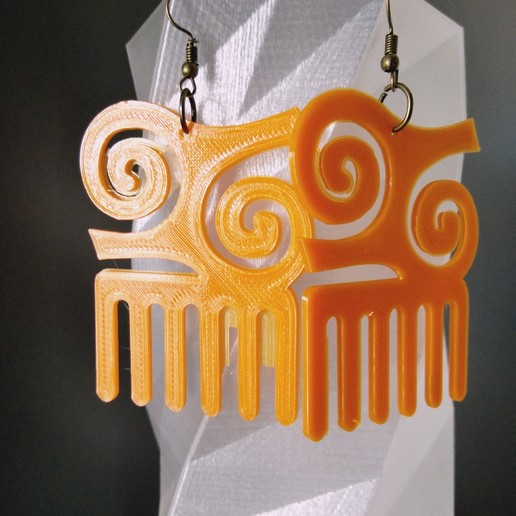 earring pendant keychain comb afro adinkra fashion loop ear dwennimen door keys 3D print model - Mito3D