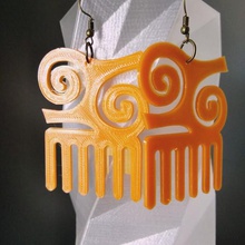 earring pendant keychain comb afro adinkra fashion loop ear dwennimen door keys 3d print model - Mito3D