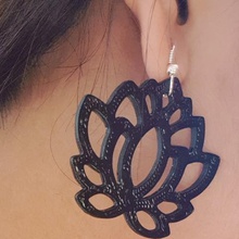 earrings jewelry lotus design long earring 3d print model - Mito3D