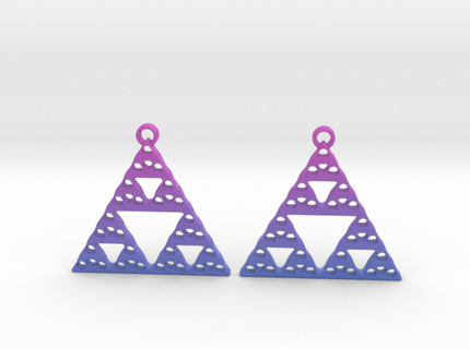 brincos joalheria pingentes matemática arte geometria Sierpinski triângulo fractal 3d print model - Mito3D
