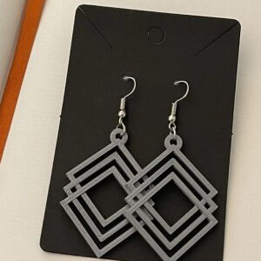 boucles d'oreilles 3d carrés bijoux clé bague Barcelone cadeaux 3D print model - Mito3D