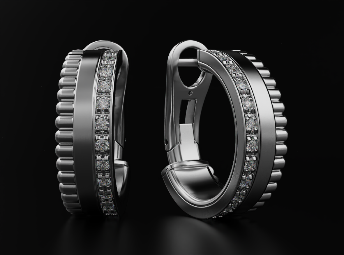 boucles d'oreilles diamants 588 3dprinted conception mode or d'or bijou bijoux impression imprimable prototypage argent 3D print model - Mito3D