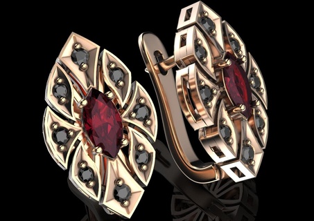 orecchini diamanti marchesa 485 3dprinted design moda oro d'oro gioiello gioielleria Stampa stampabile stampa prototipazione argento 3d print model - Mito3D