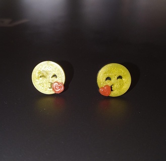 earrings emoji kiss heart emoticons art collection whatsapp instagram social networks face sending 2d 3d print model - Mito3D