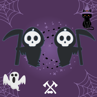 earrings halloween earrings- grim reaper hoops earring witch day terror horror festive night death bones skeleton scare 3d print model - Mito3D