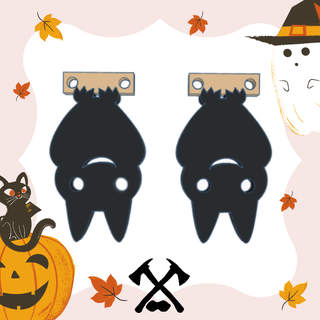 earrings halloween earrings- hanging bat hoops earring witch day terror horror festive night upside vampire 3d print model - Mito3D