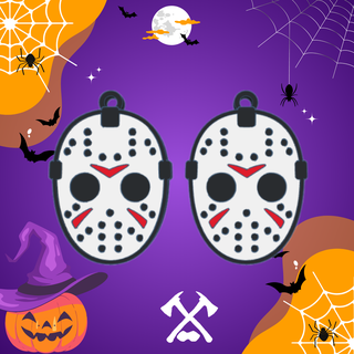 earrings halloween - jason mask hoops earring witch day terror horror festive night friday 13th nightmare scare movie character cinema 3d print model - Mito3D