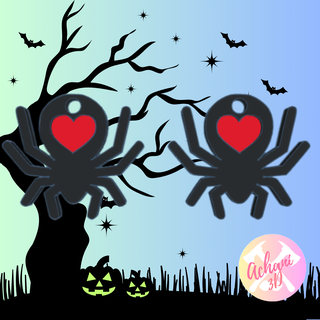 earrings halloween - spider heart hoops earring witch day terror horror festive night black widow 3d print model - Mito3D